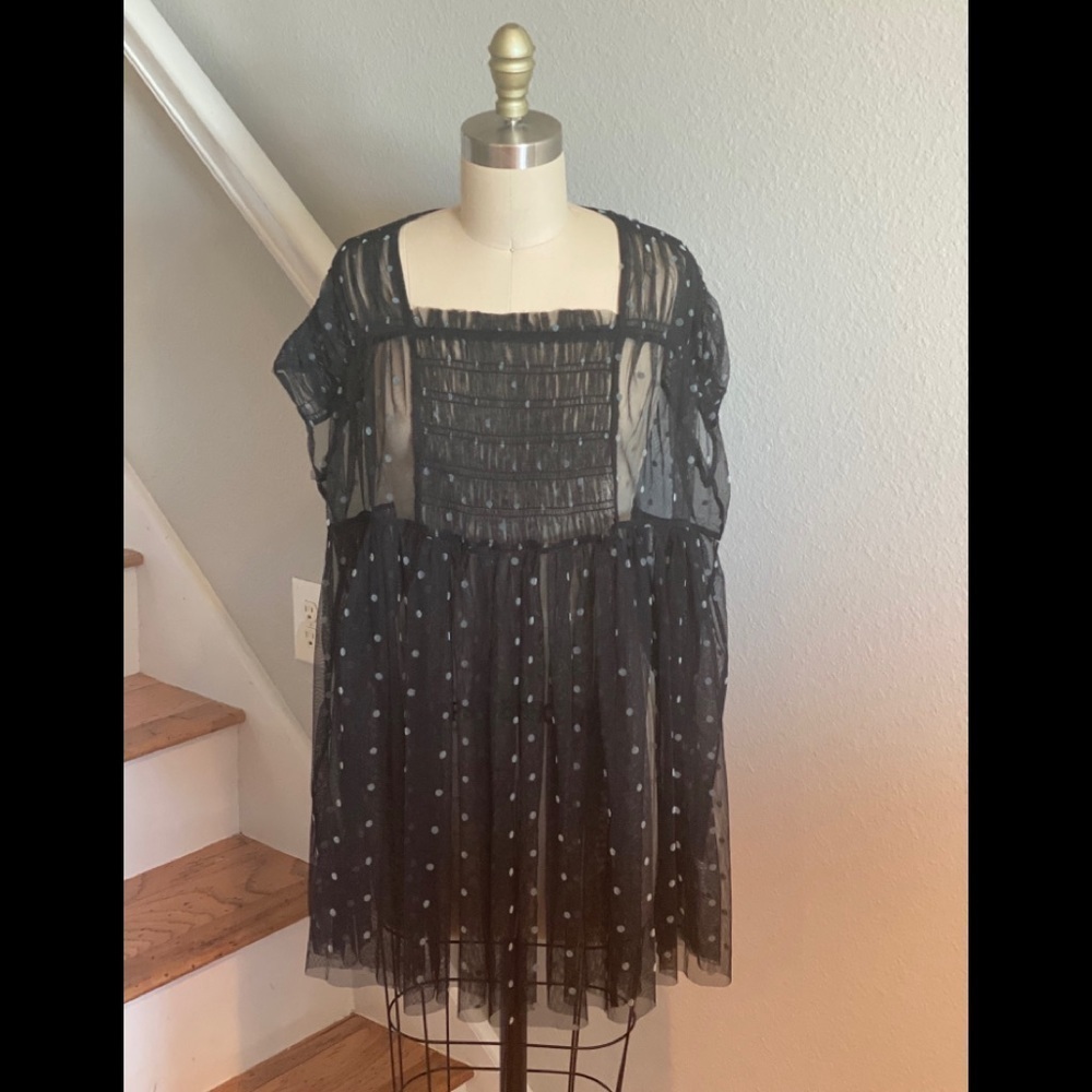 Free People Saya Mesh Dot Tunic Top Black Combo​​​​​​​​​​ - Picture 10 of 11